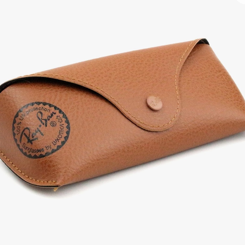 Ray Ban Original Brown Leather Style Medium Case - Fits most Rayban Sunglasses